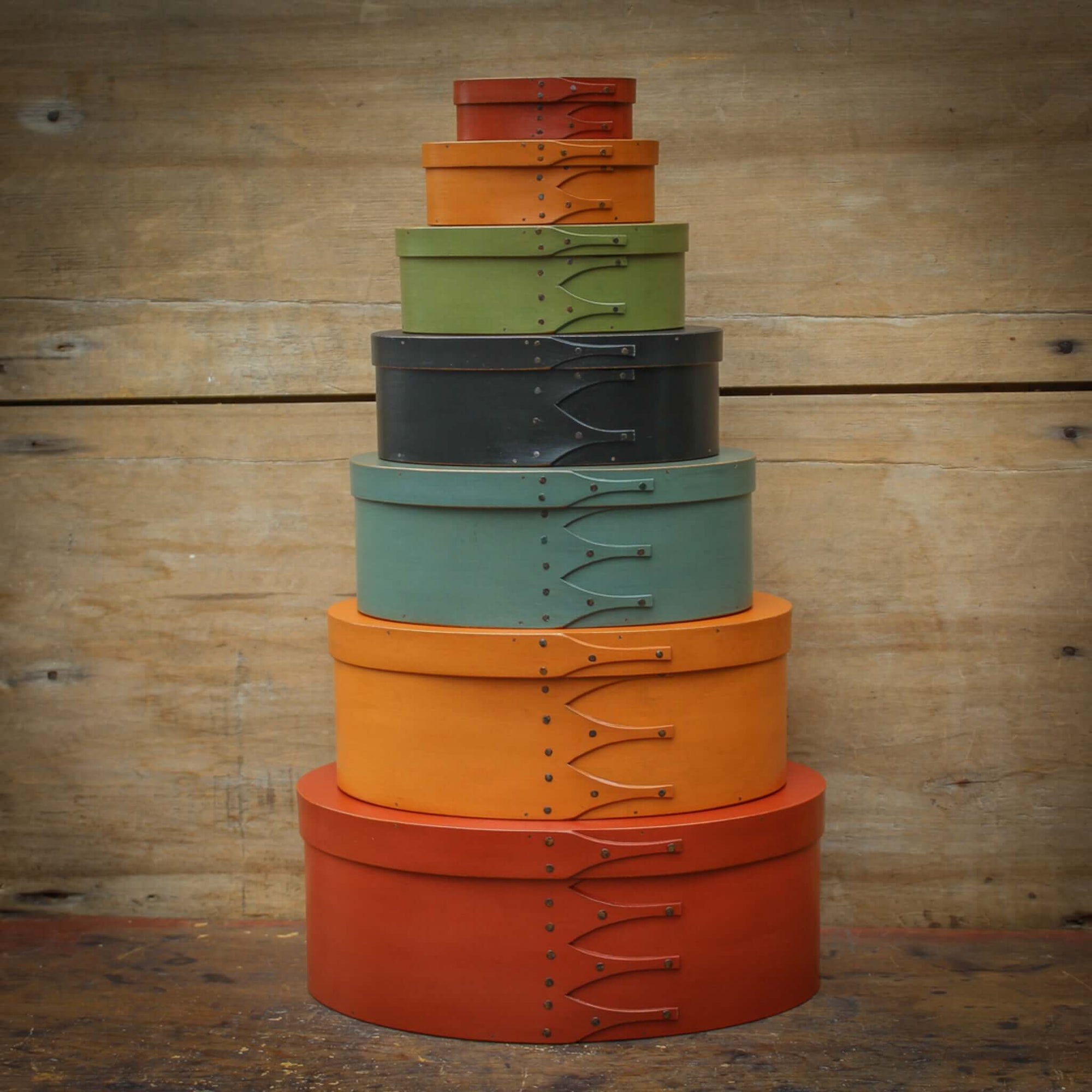 Stack of Shaker Oval Boxes, LeHay's Shaker Boxes