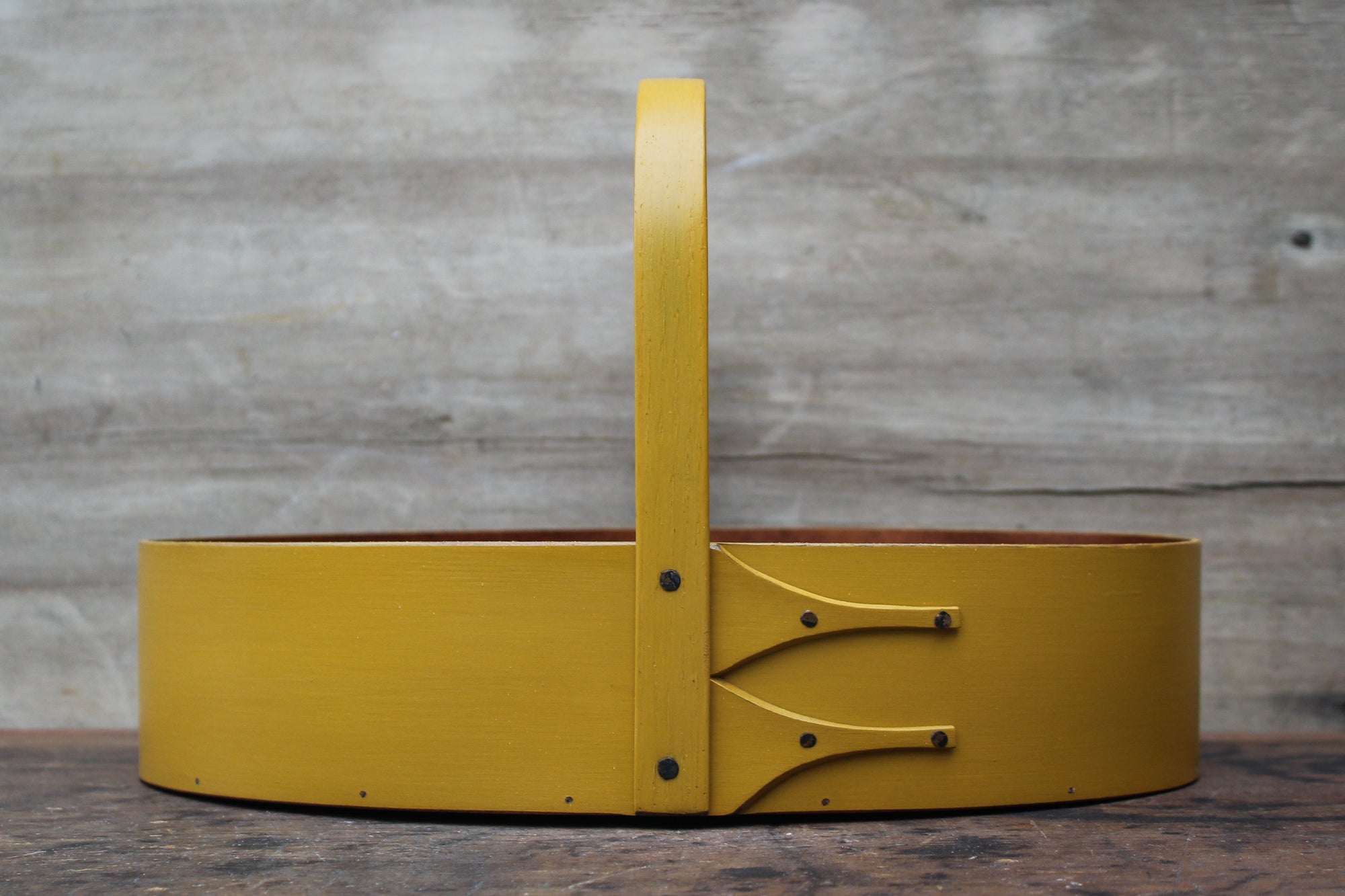 Shaker Stitchers Tray in Yellow Milk Paint. LeHay's Shaker Boxes