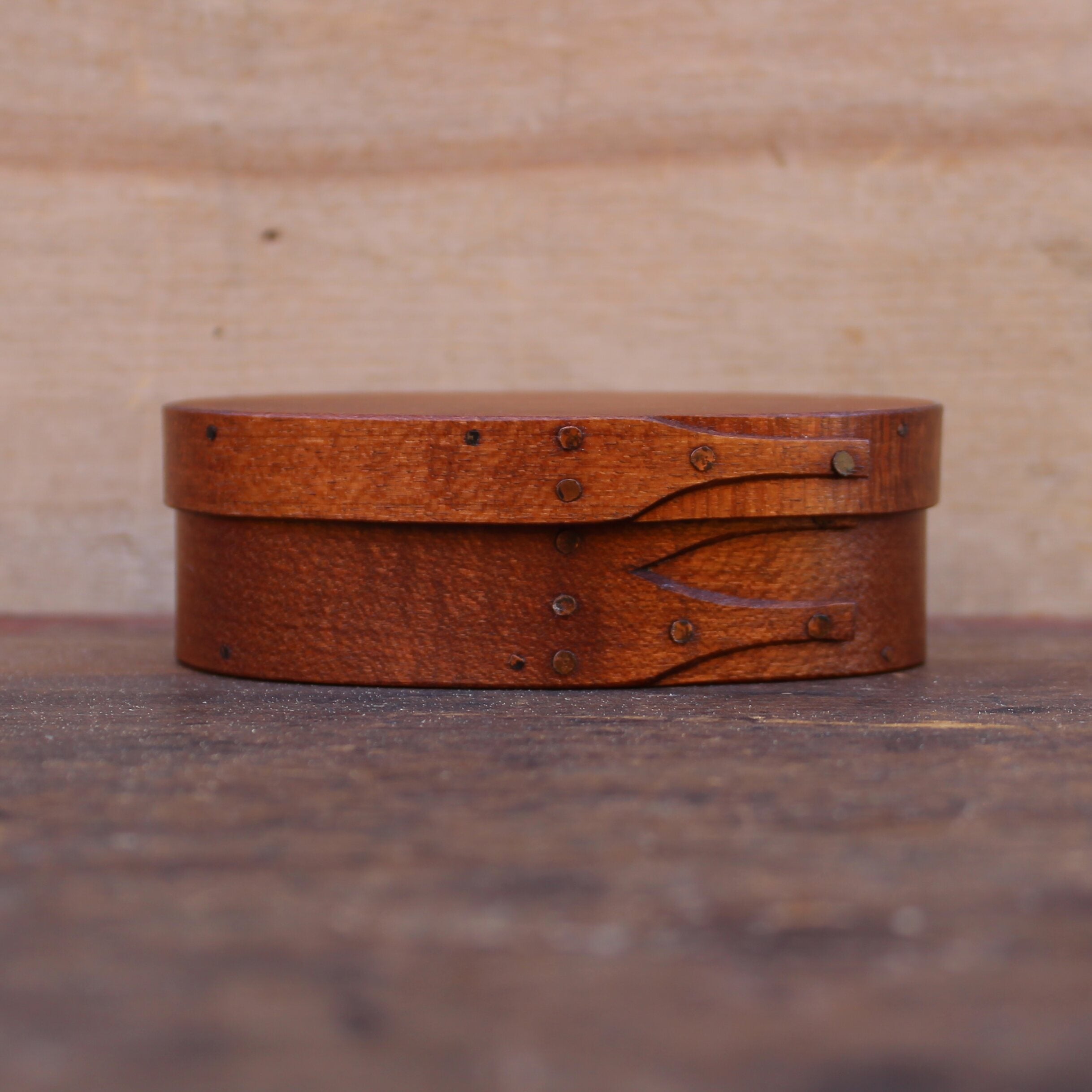 Size #0 Oval Box, Antiqued Natural Finish