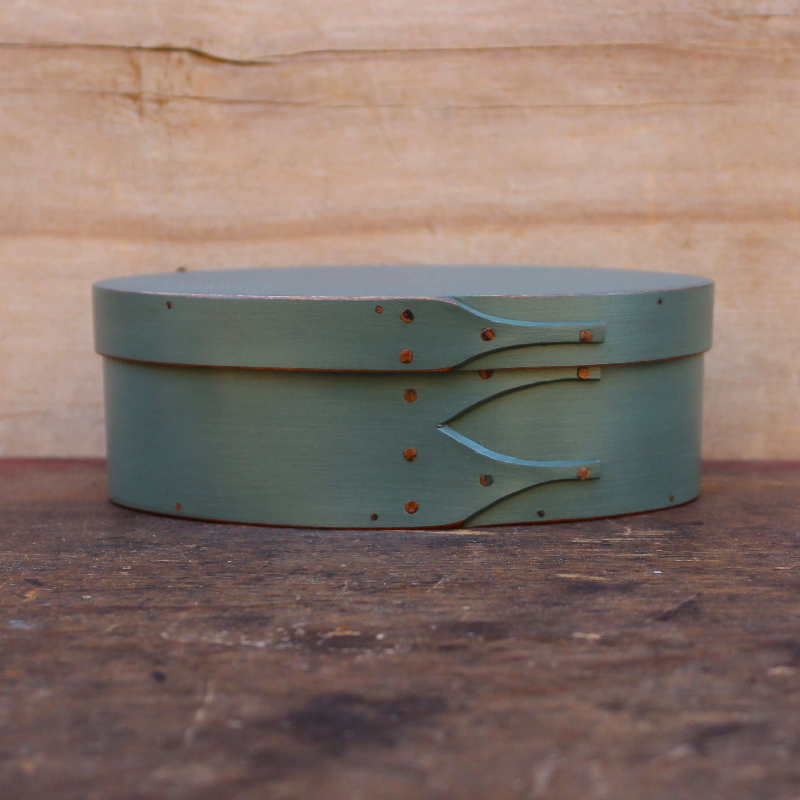 Size #2 Oval Box, Sea Green Milk Paint Finish