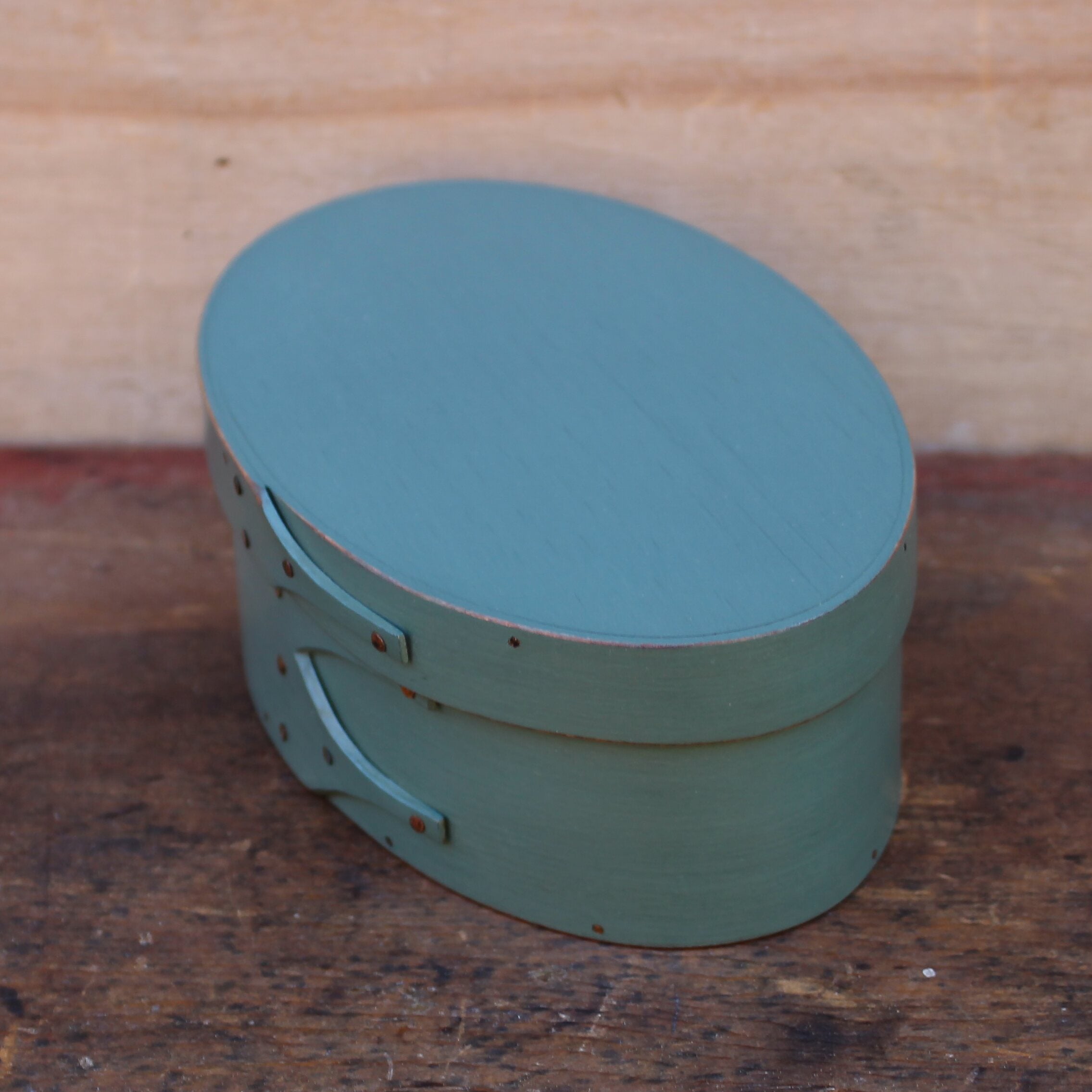 Size #2 Oval Box, Sea Green Milk Paint Finish