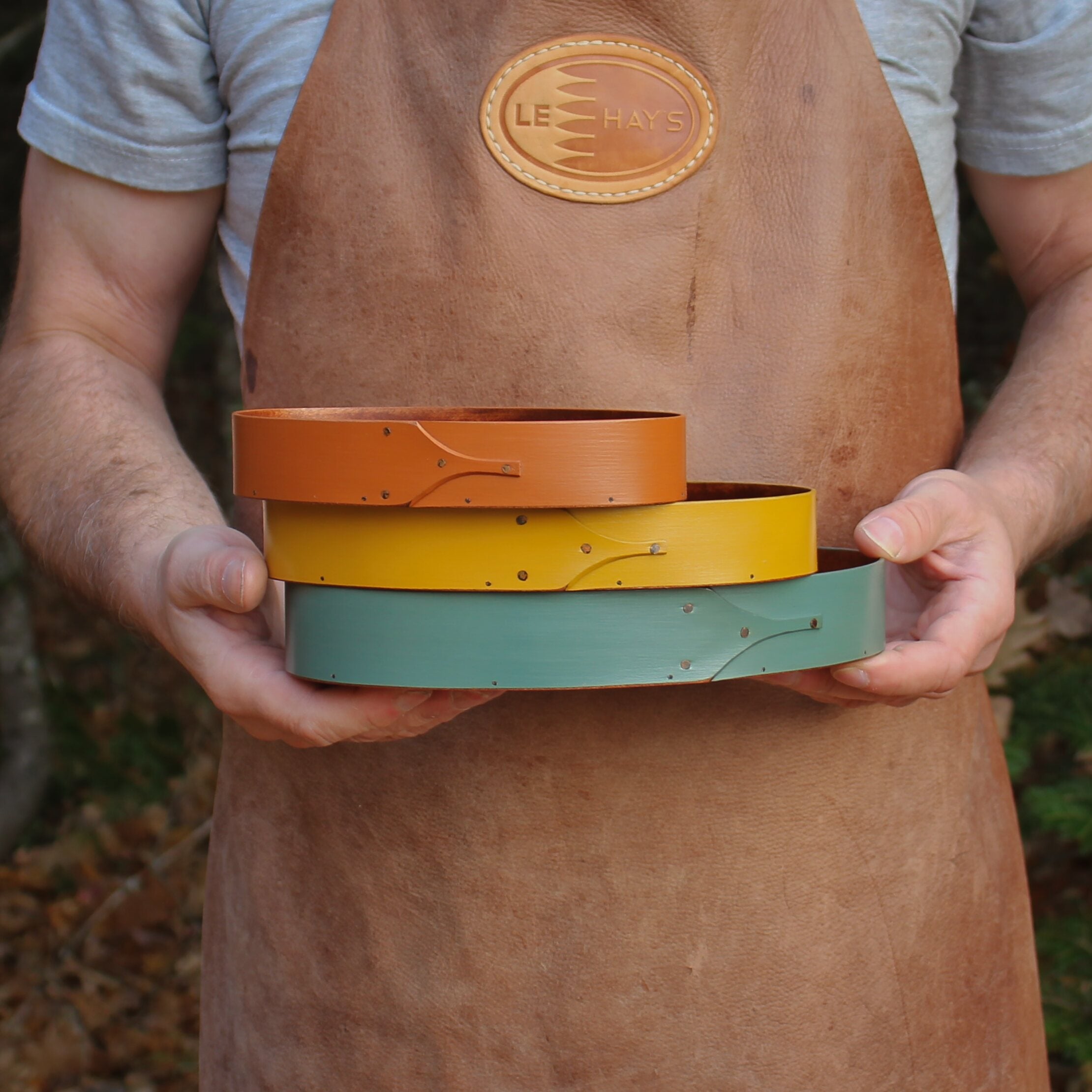 Set of Three Oval Trays, Sizes #3 through #5 **Discounted** (Pumpkin, Yellow, Sea Green)