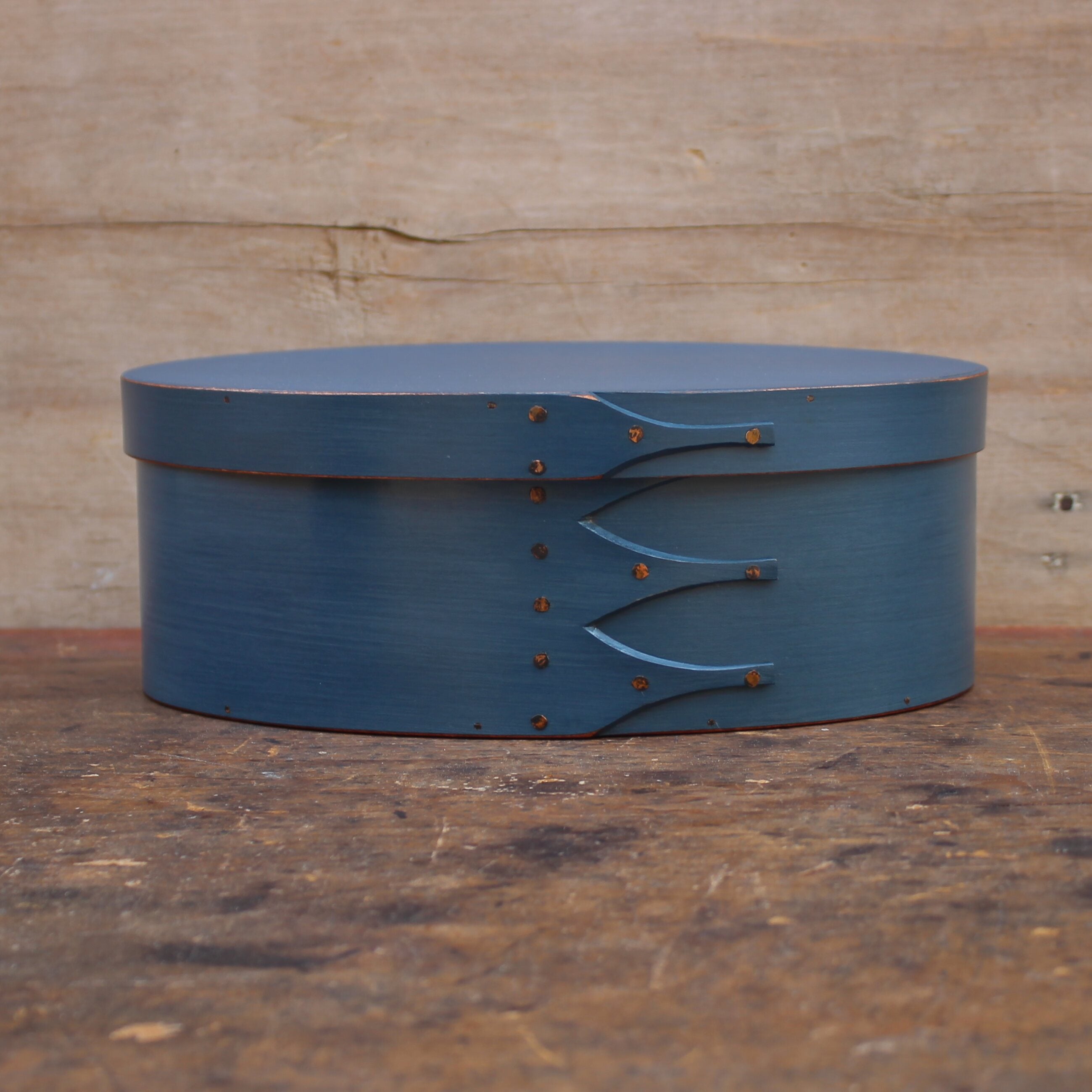 Size #4 Oval Box, Blue Milk Paint Finish
