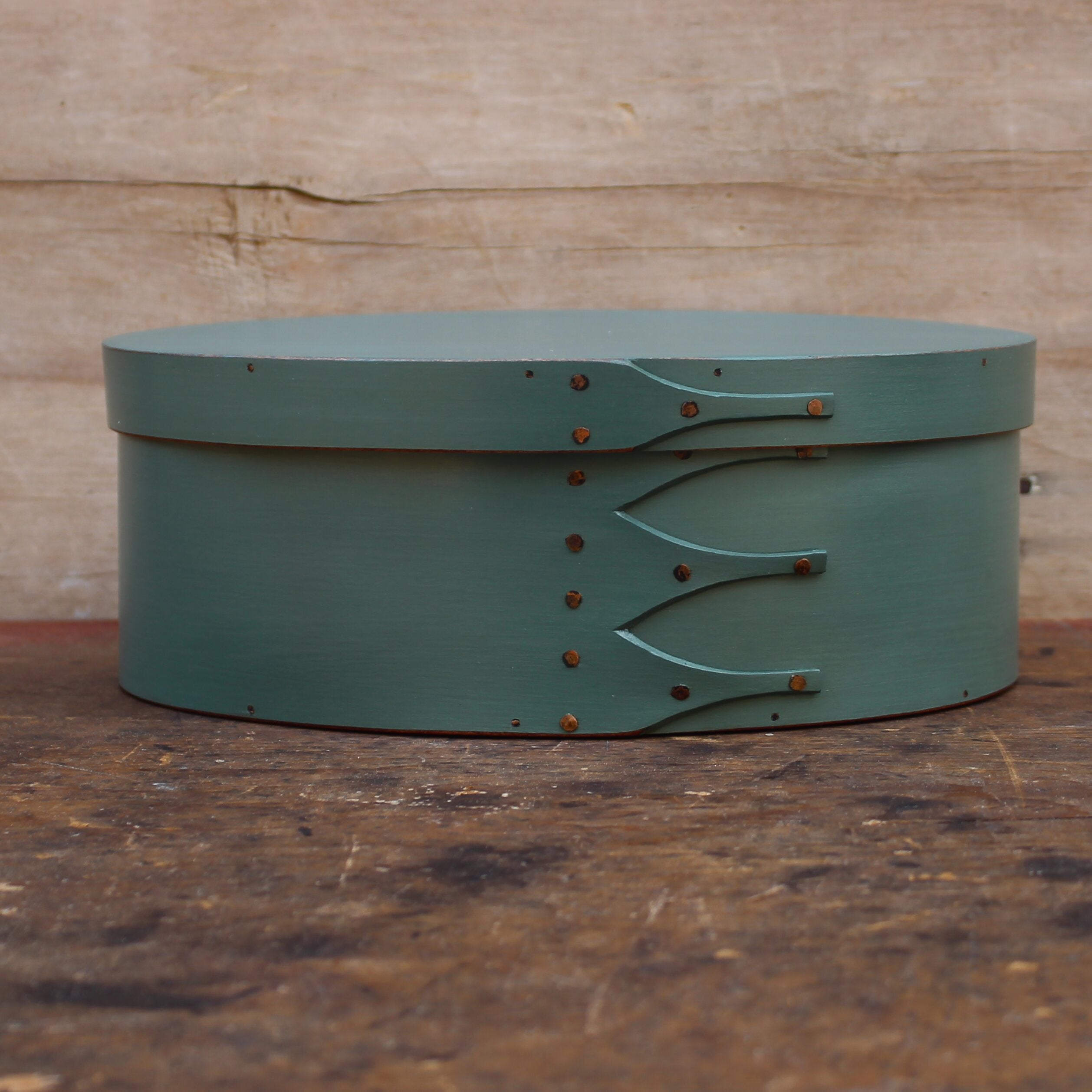 Size #4 Oval Box, Sea Green Milk Paint Finish