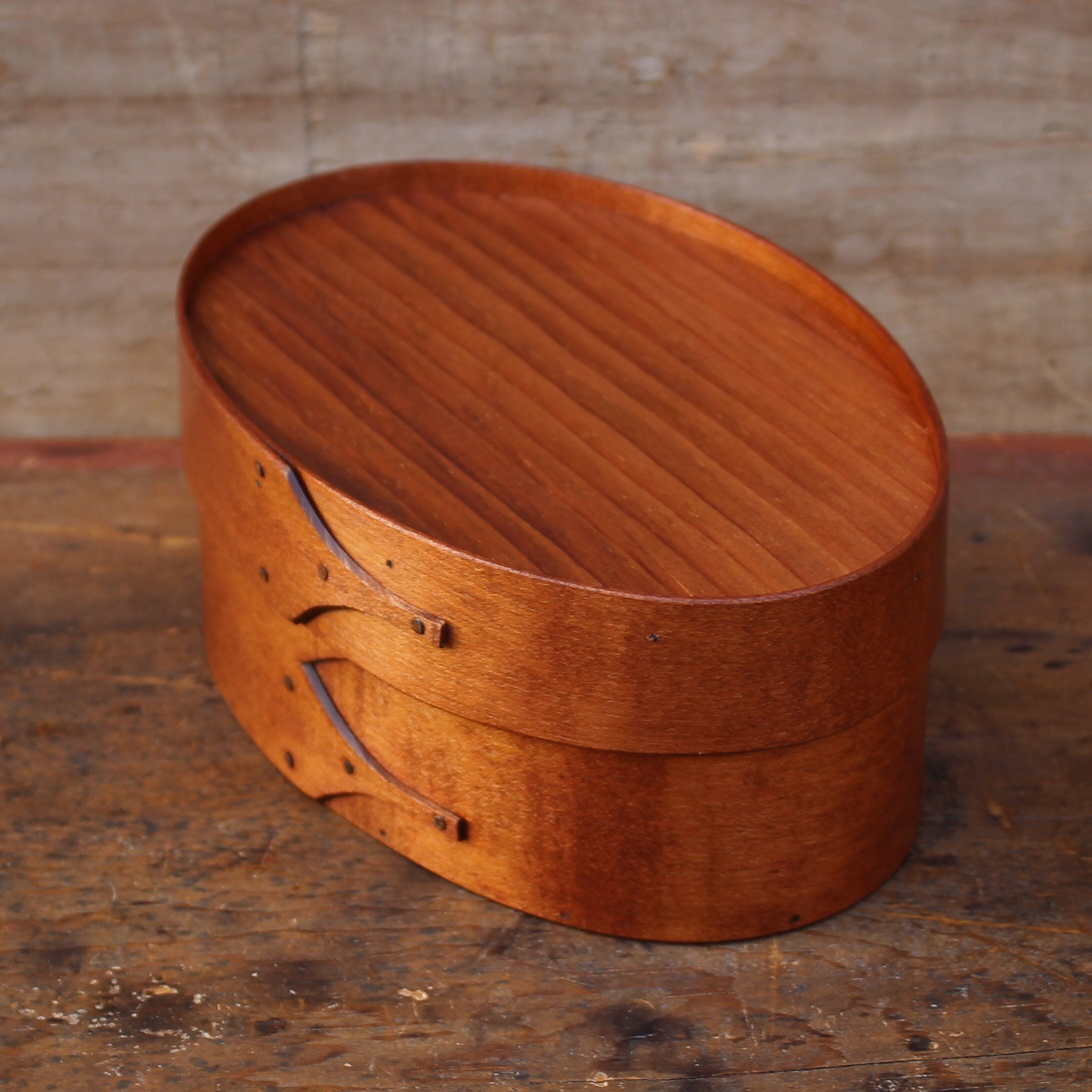 Recessed Lid - Size #3 Oval Box, Antiqued Natural Finish