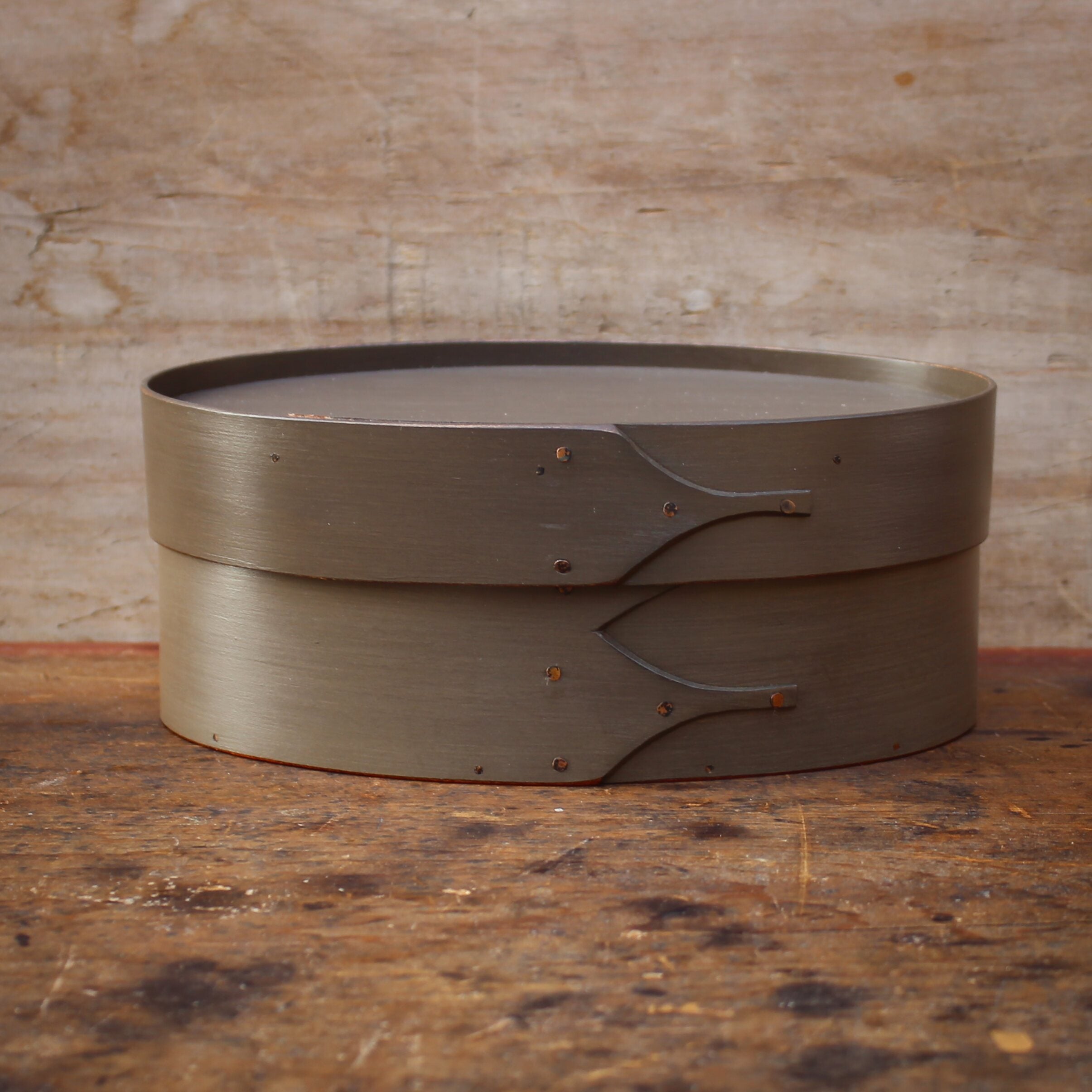 Recessed Lid - Size #3 Oval Box, Grey Milk Paint Finish **2nd, Discounted**