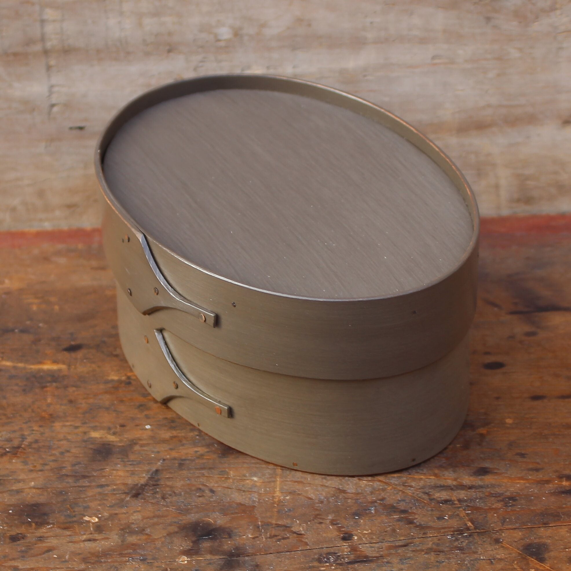 Recessed Lid - Size #3 Oval Box, Grey Milk Paint Finish **2nd, Discounted**