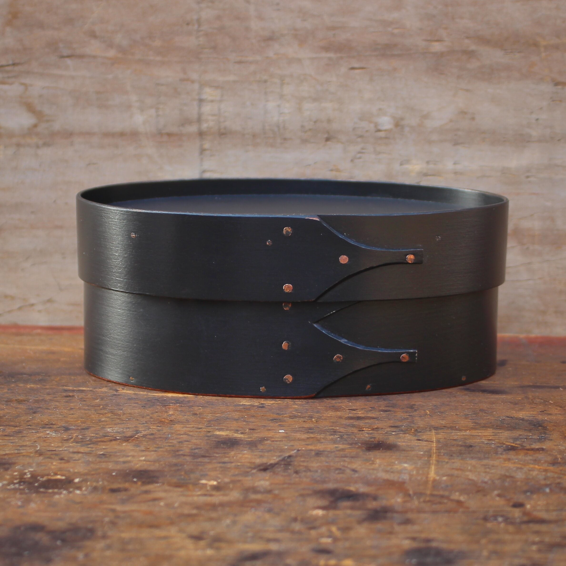 Recessed Lid, Size #2 Oval Box, Black Milk Paint Finish **2nd, Discounted**