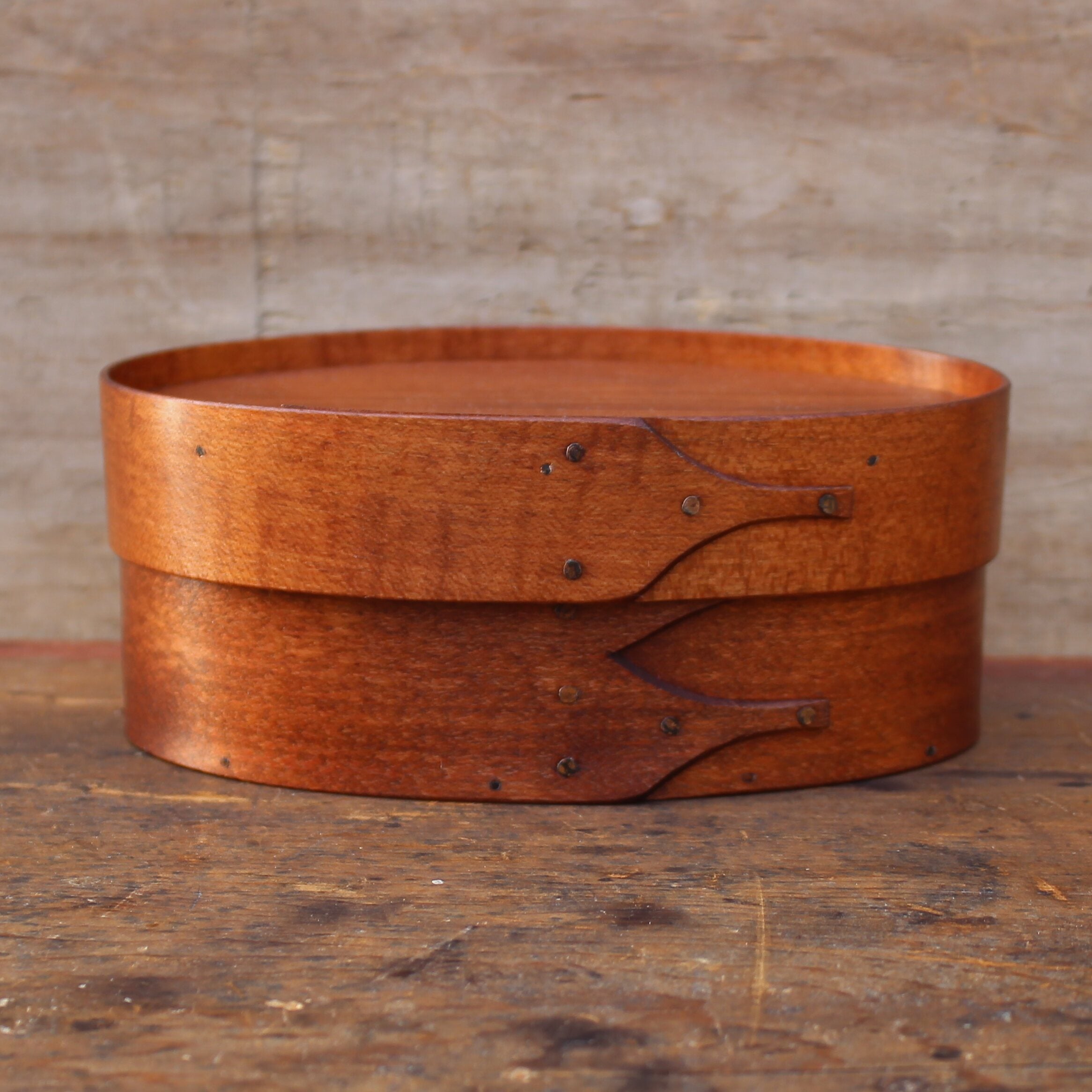Recessed Lid, Size #2 Oval Box, Antiqued Natural Finish
