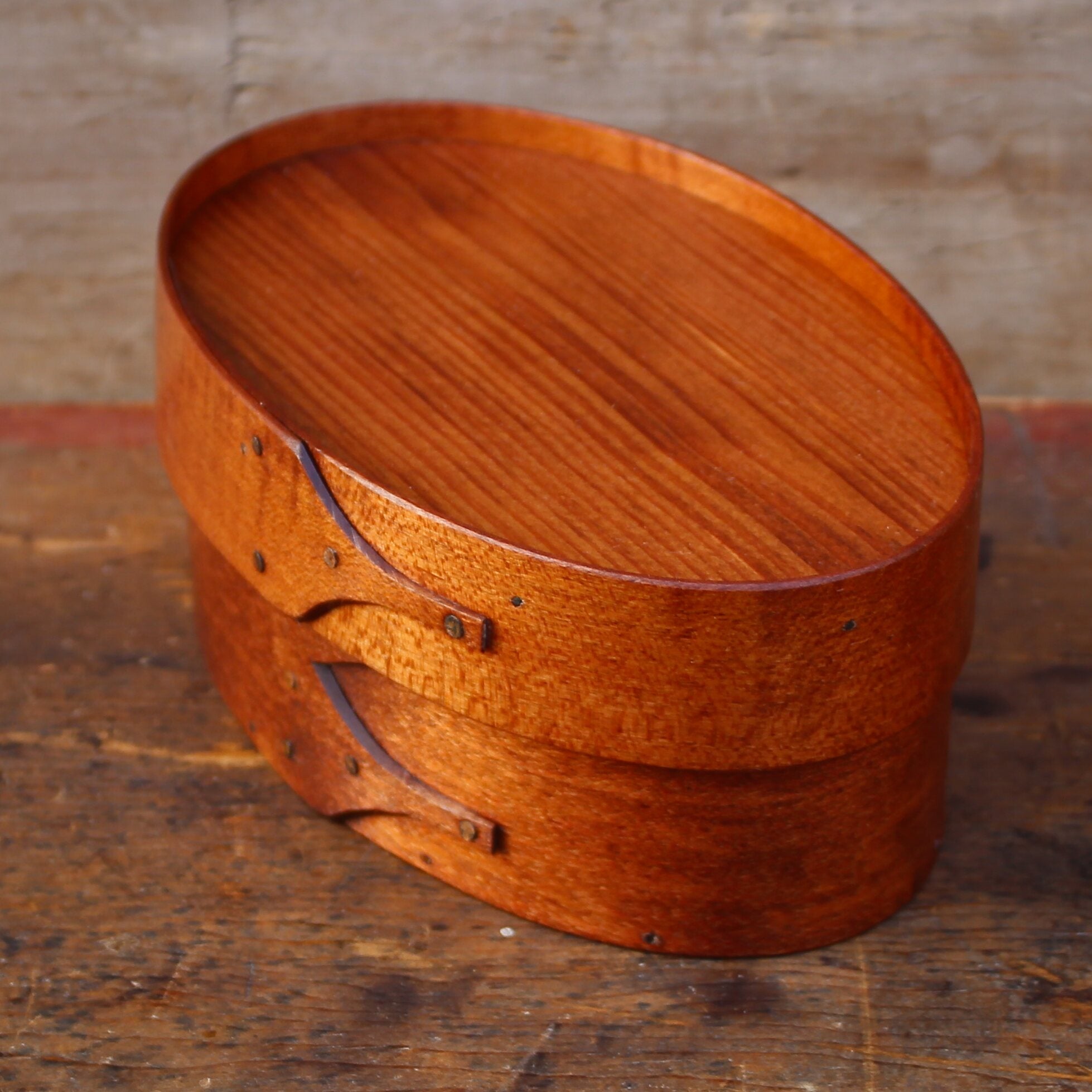 Recessed Lid, Size #2 Oval Box, Antiqued Natural Finish