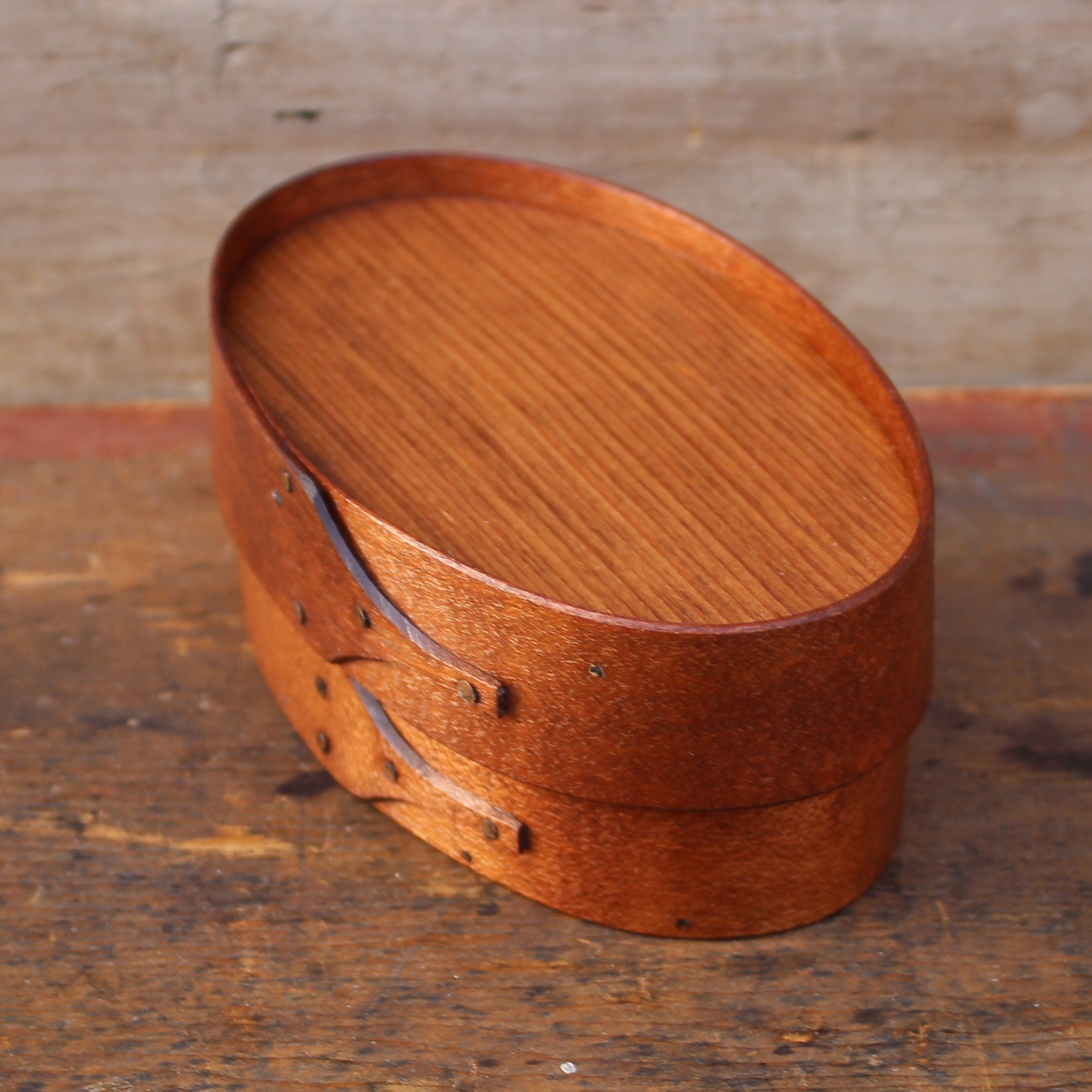 Recessed Lid, Size #1 Oval Box, Antiqued Natural Finish **2nd, Discounted**
