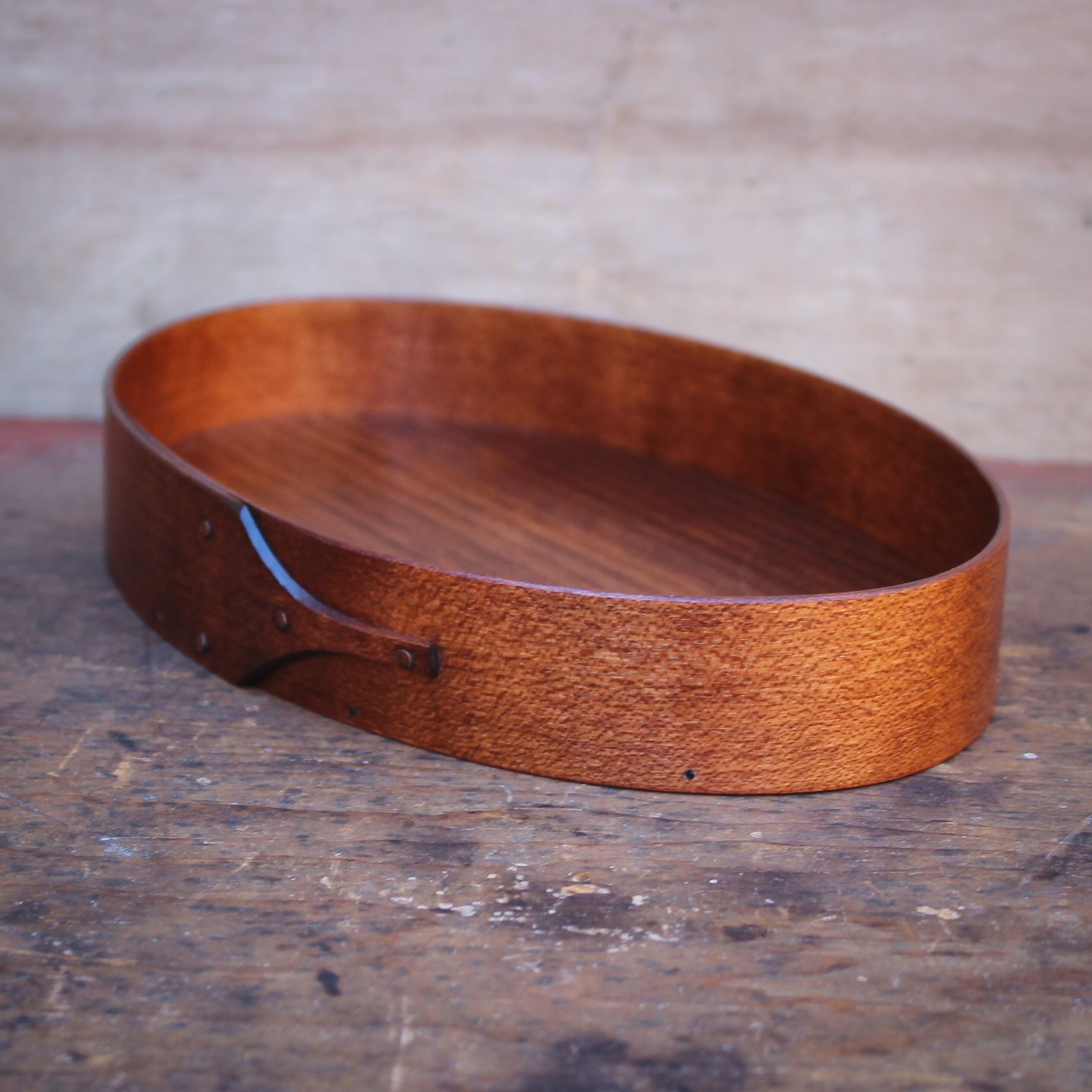Size #3 Oval Stitchers Tray, Antiqued Natural Finish