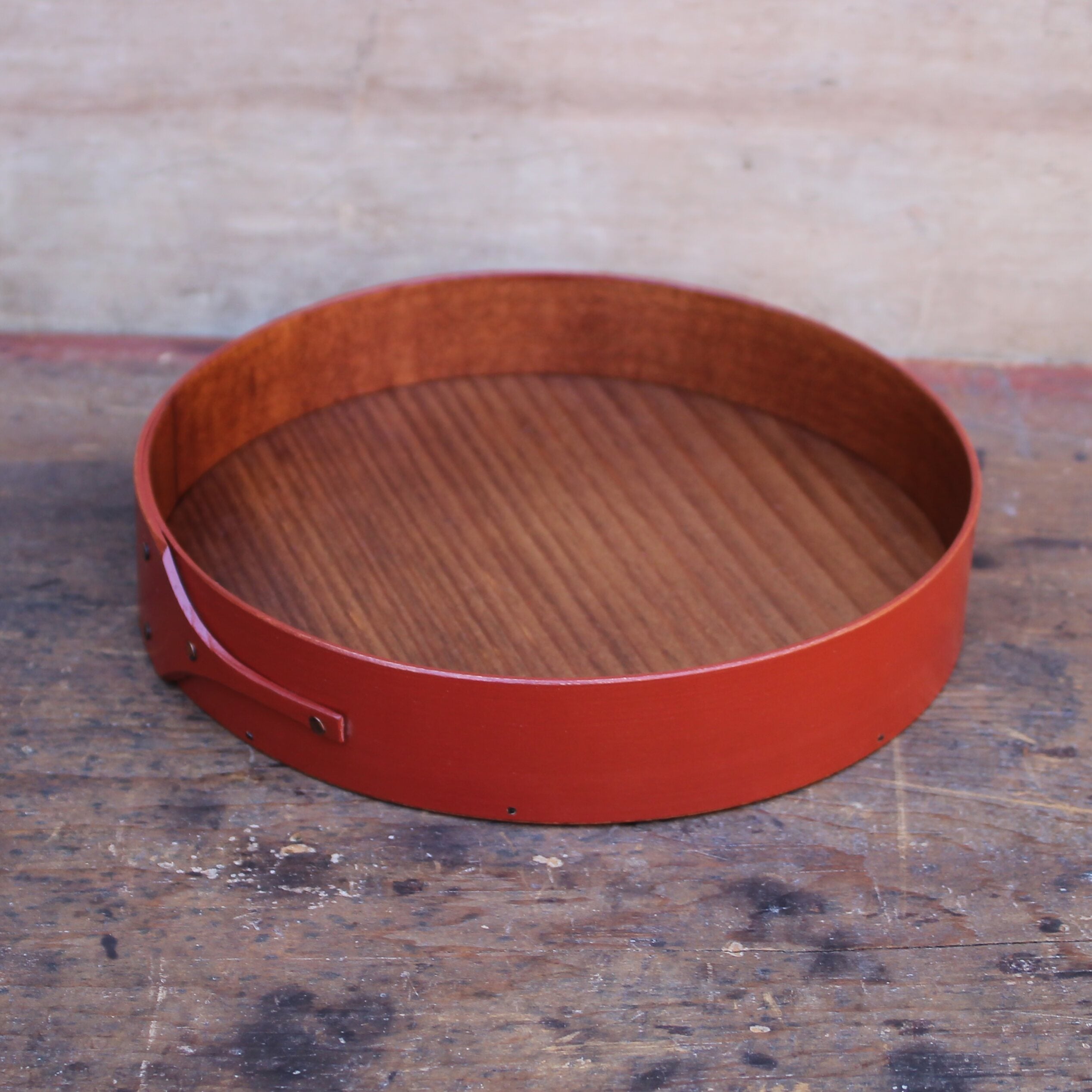 Round Stitchers Tray, Red Milk Paint Finish