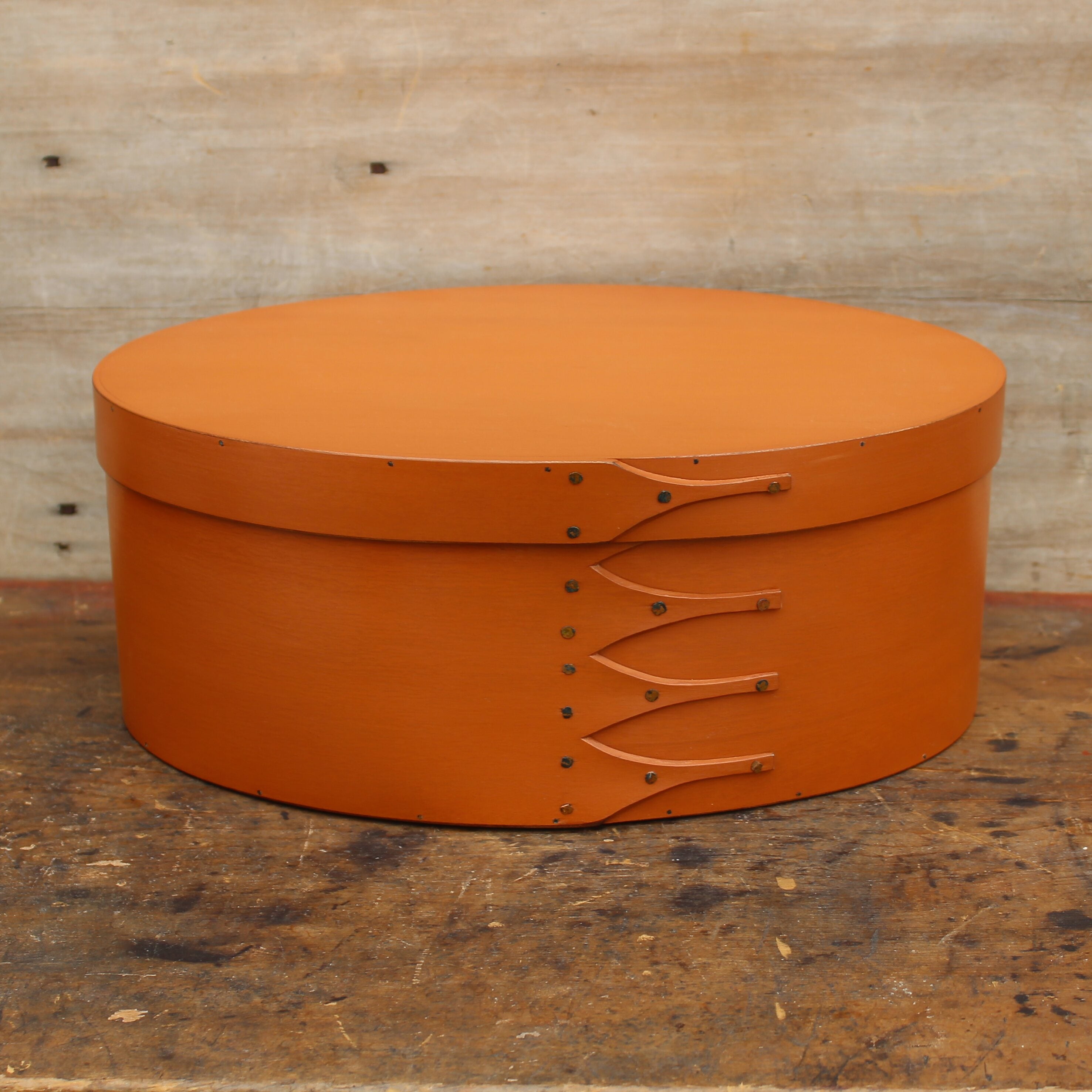 Discounted, Size #7 Oval Box, Pumpkin Milk Paint Finish **2nd, Discounted**