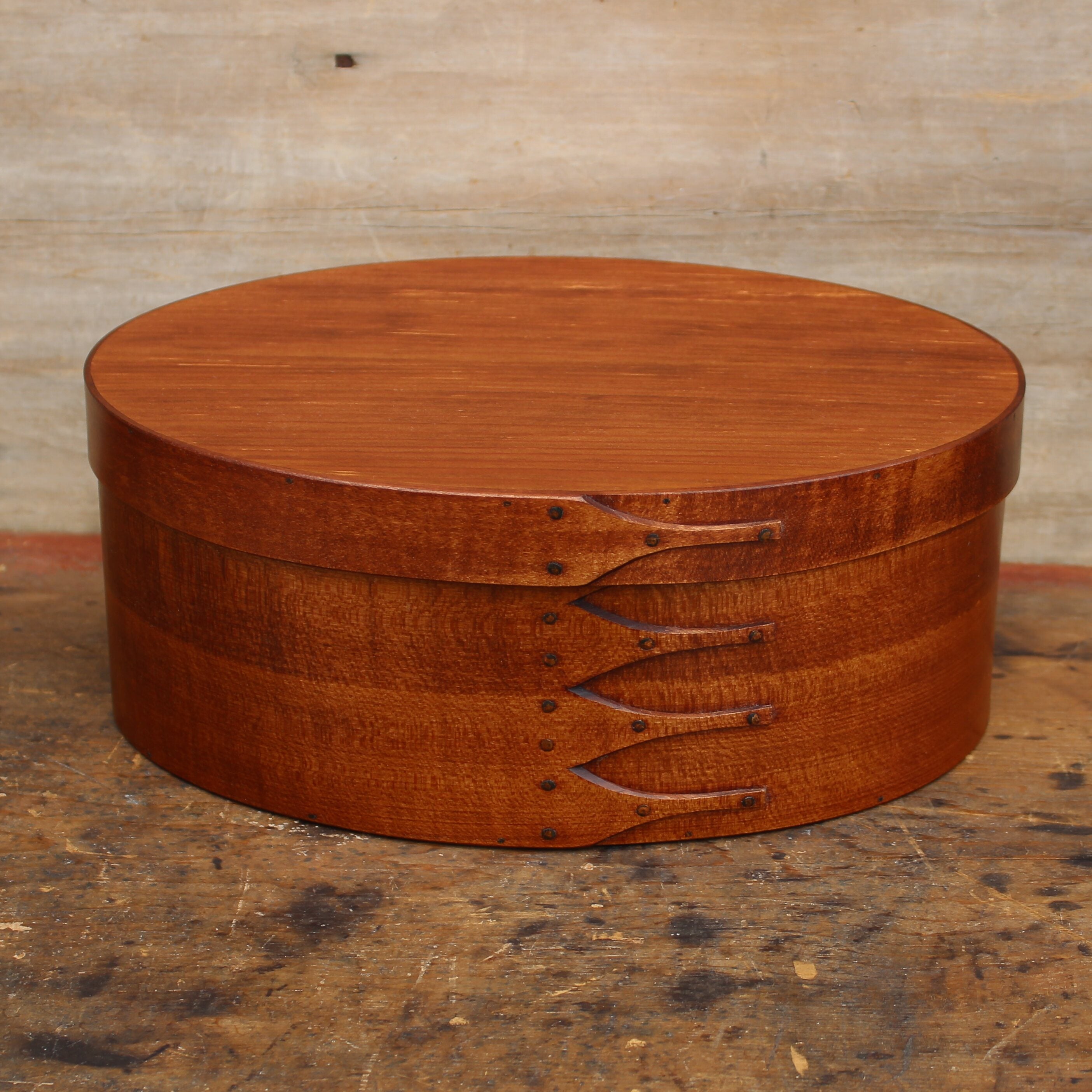Size #6 Oval Box, Antiqued Natural Finish
