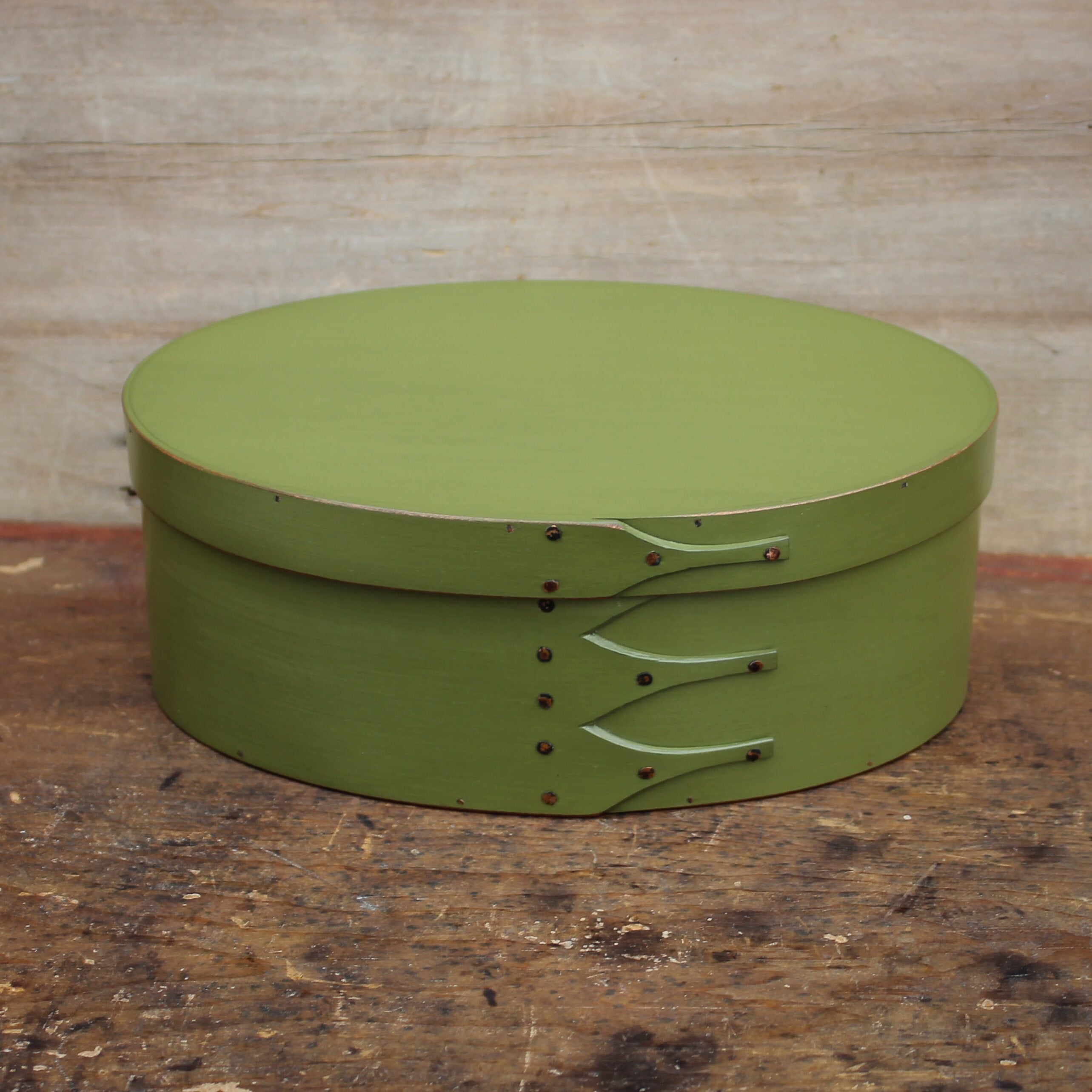 Discounted, Size #4 Oval Box, Green Milk Paint Finish **2nd, Discounted**