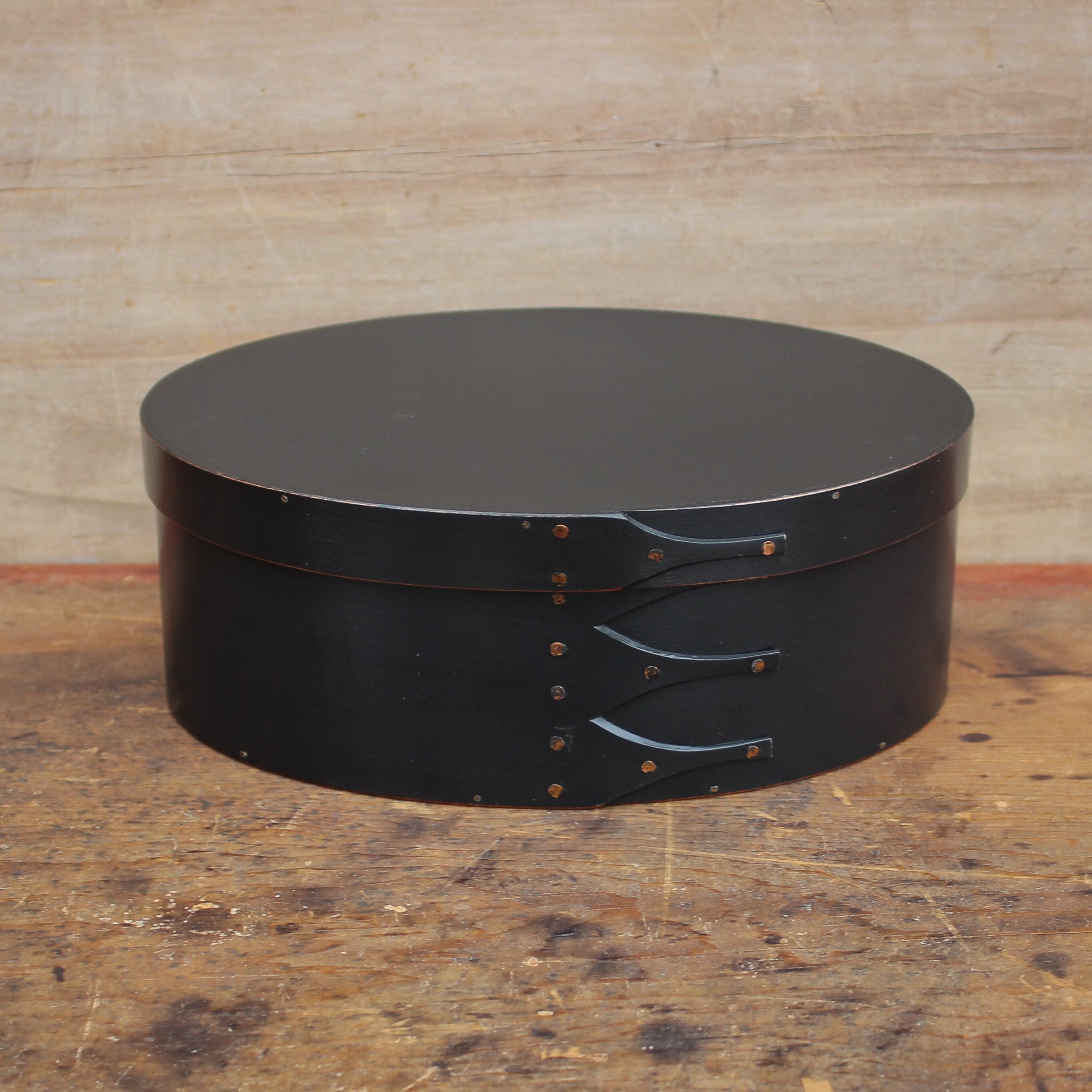 Size #4 Oval Box, Black Milk Paint Finish