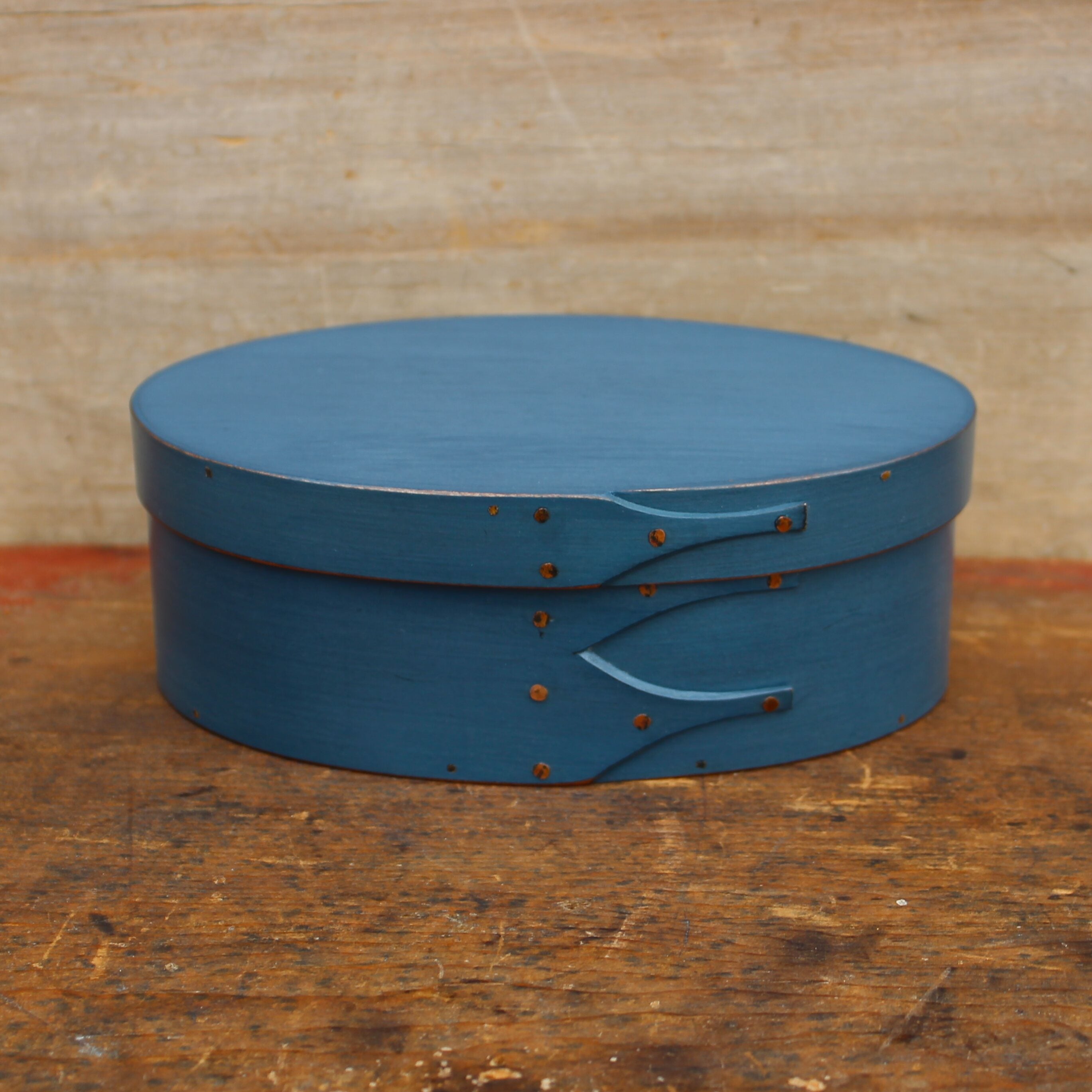 Size #2 Oval Box, Blue Milk Paint Finish