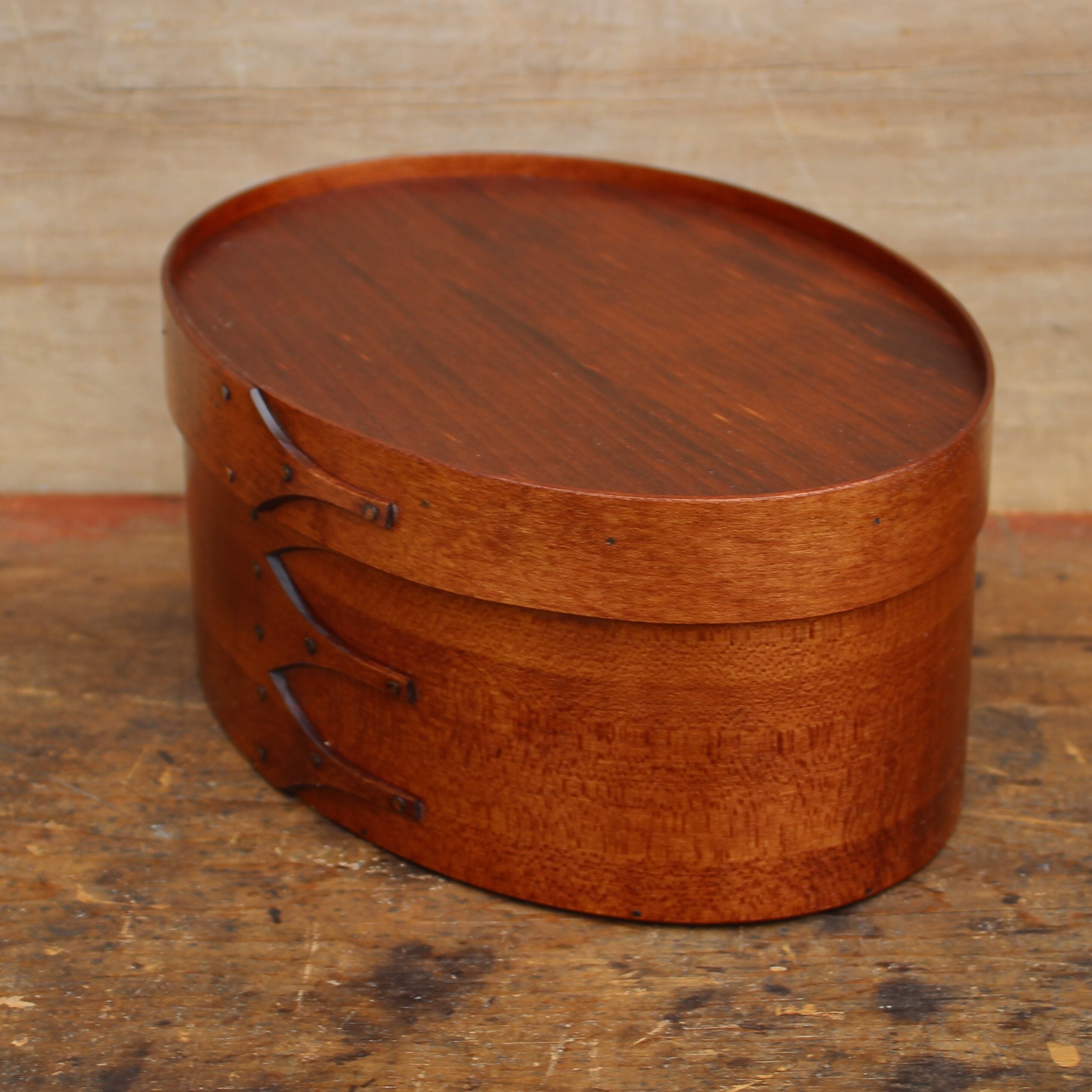 Size #5 Recessed Lid Oval Box, Antiqued Natural Finish