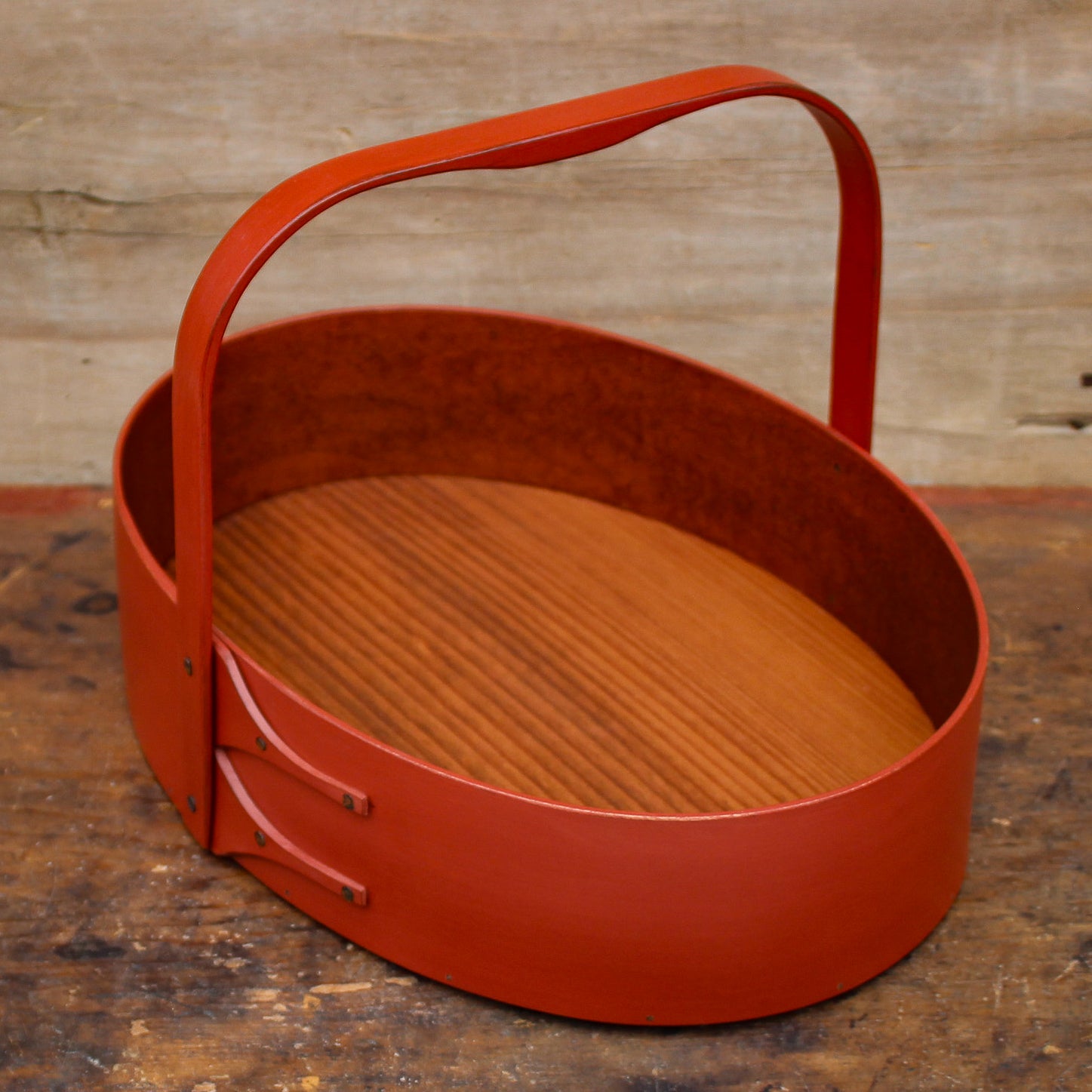 Large Sewing Carrier, Red Milk Paint Finish