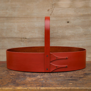 Large Shaker Style Sewing Carrier, LeHays Shaker Boxes, Handcrafted in Maine, Red Milk Paint Finish, Front View