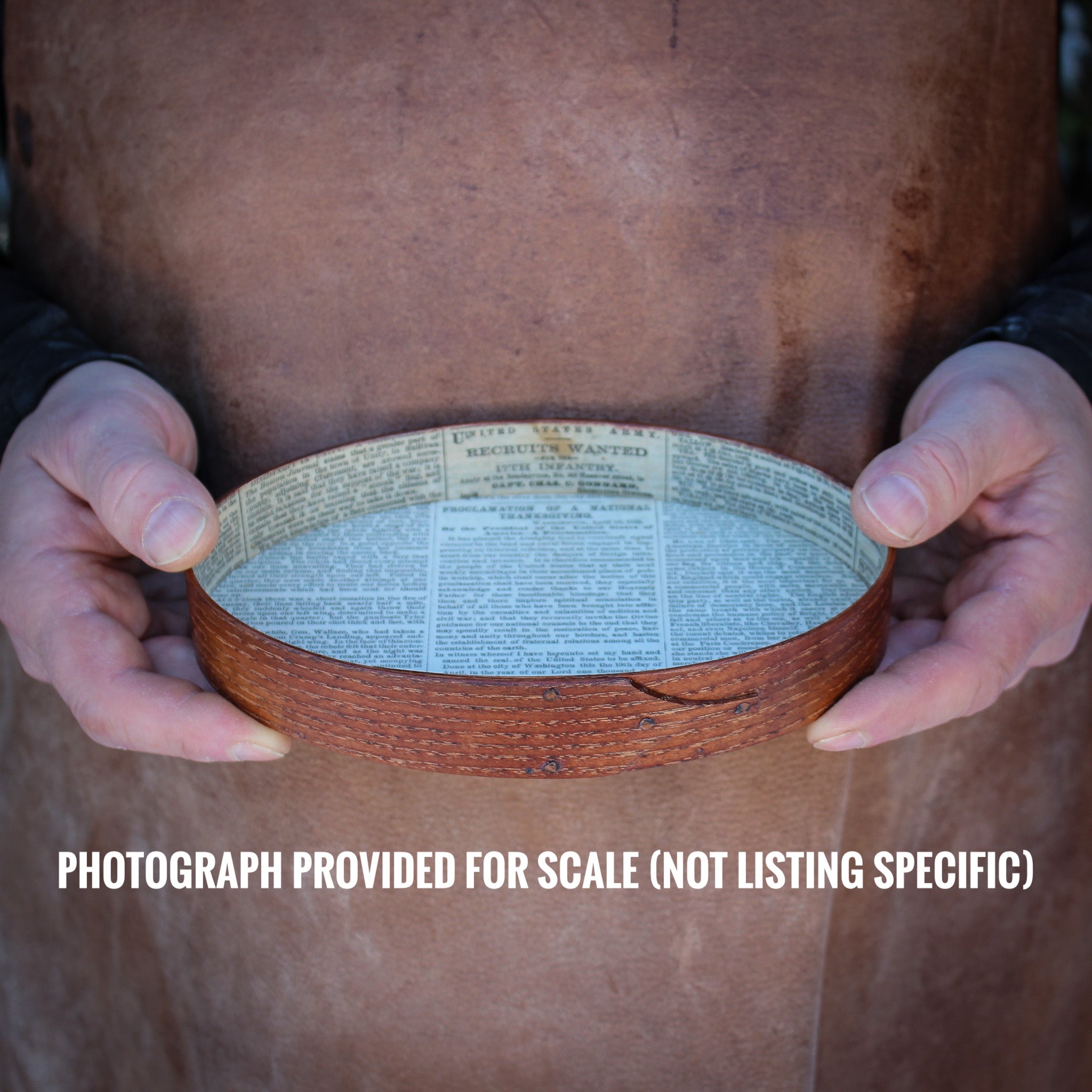 Size #3 Oval Stitchers Tray, Antiqued Natural with Red Floral Paper