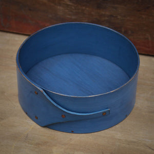 Shaker Style Pin Cushion Base for Needlework, LeHays Shaker Boxes, Handcrafted in Maine, Blue Milk Paint Finish, Top View