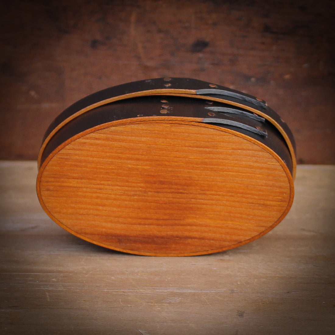 Shaker Oval Box, Size #0, LeHays Shaker Boxes, Handcrafted in Maine.  Bottom View