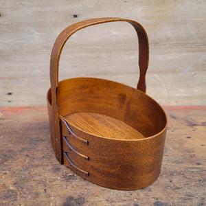 Shaker Carrier, Size #4, LeHays Shaker Boxes, Handcrafted in Maine, Antiqued Natural Finish, Side View