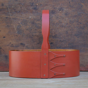 Shaker Carrier, Size #4, LeHays Shaker Boxes, Handcrafted in Maine, Red Milk Paint Finish, Front View