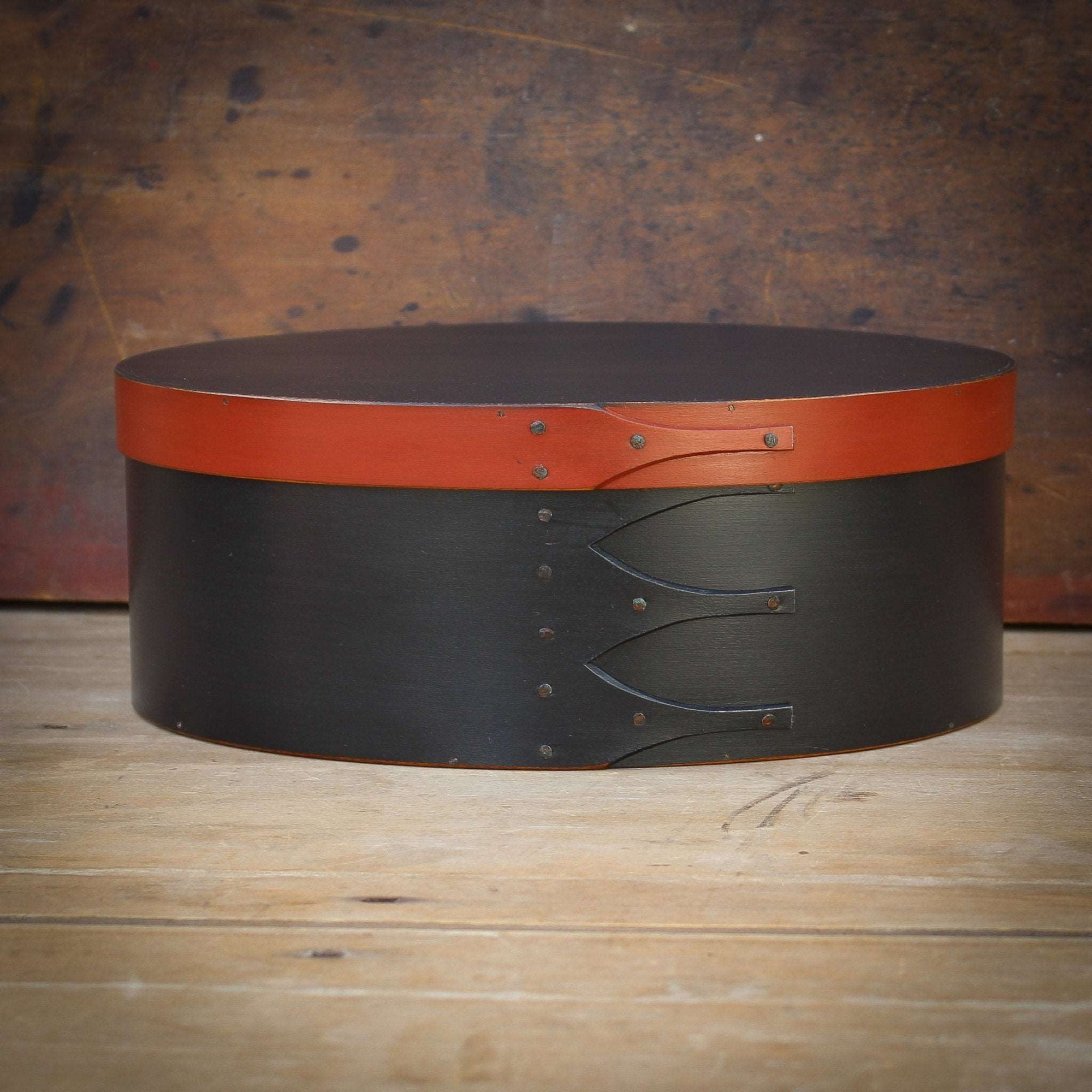 Shaker Oval Box, Size #5, LeHays Shaker Boxes, Handcrafted in Maine. New Lebanon Style Finish, Front View