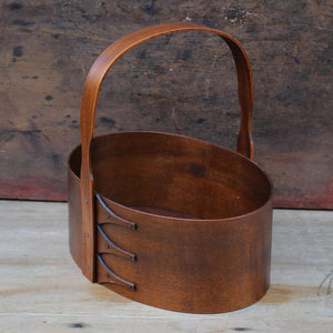 Shaker Carrier, Size #5, LeHays Shaker Boxes, Handcrafted in Maine, Antiqued Natural Finish, Side View