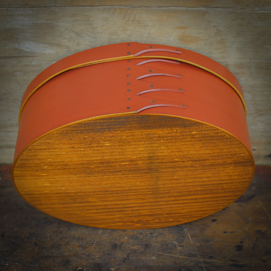 Shaker Oval Box, Size #7, LeHays Shaker Boxes, Handcrafted in Maine.  Bottom View