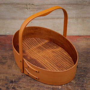 Small Shaker Style Sewing Carrier, LeHays Shaker Boxes, Handcrafted in Maine, Pumpkin Milk Paint Finish, Side View