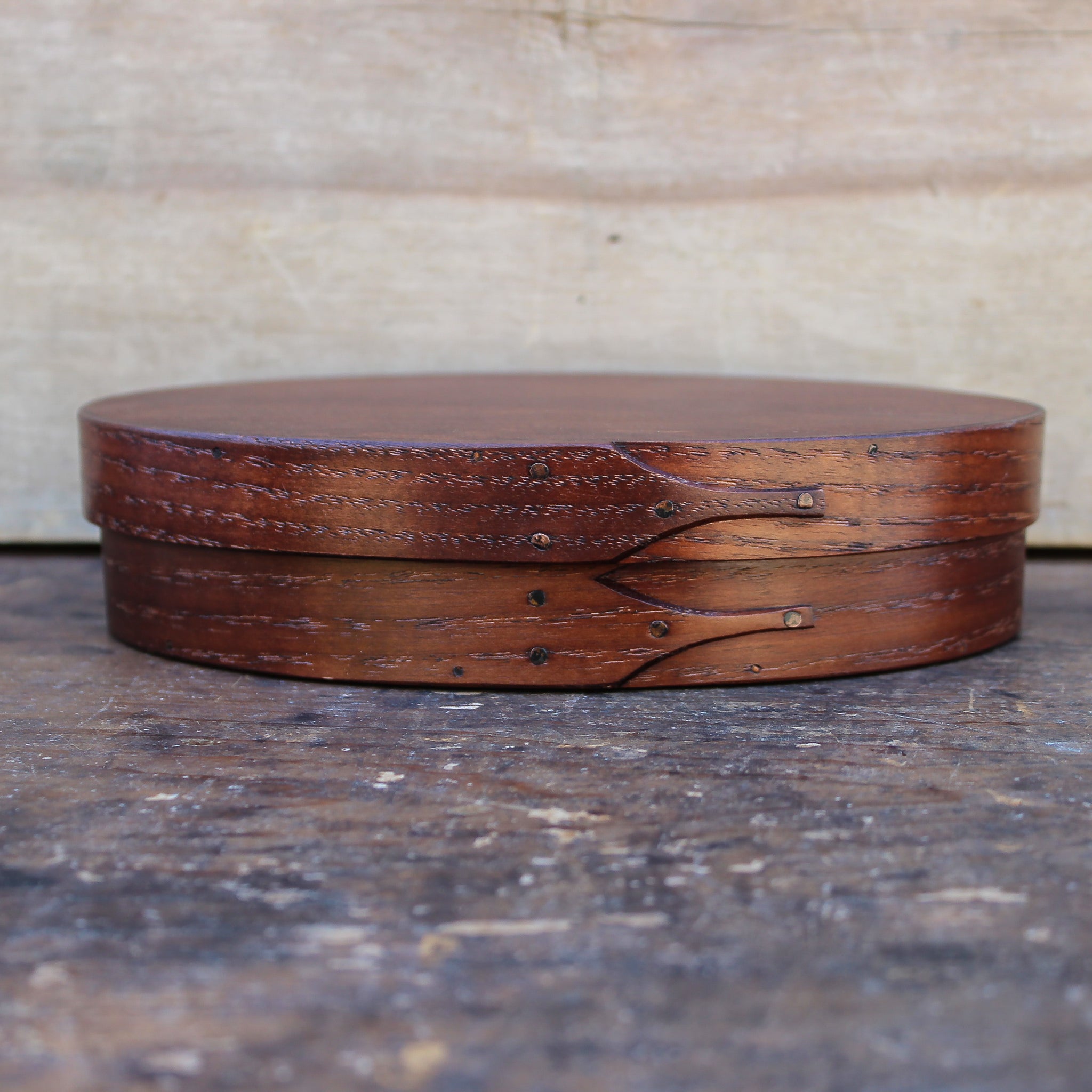 Handcrafted wooden oval shaker box, perfect for sewing and needlework, made in Maine.
