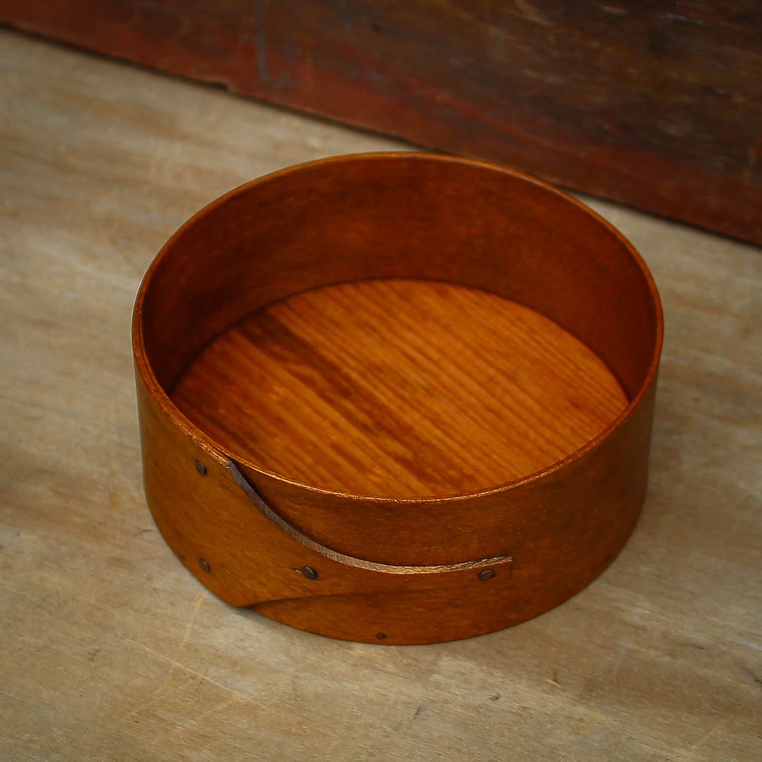 Shaker pin cushion base in antiqued natural finish - handcrafted for mounting finished needlework by LeHay’s Shaker Boxes