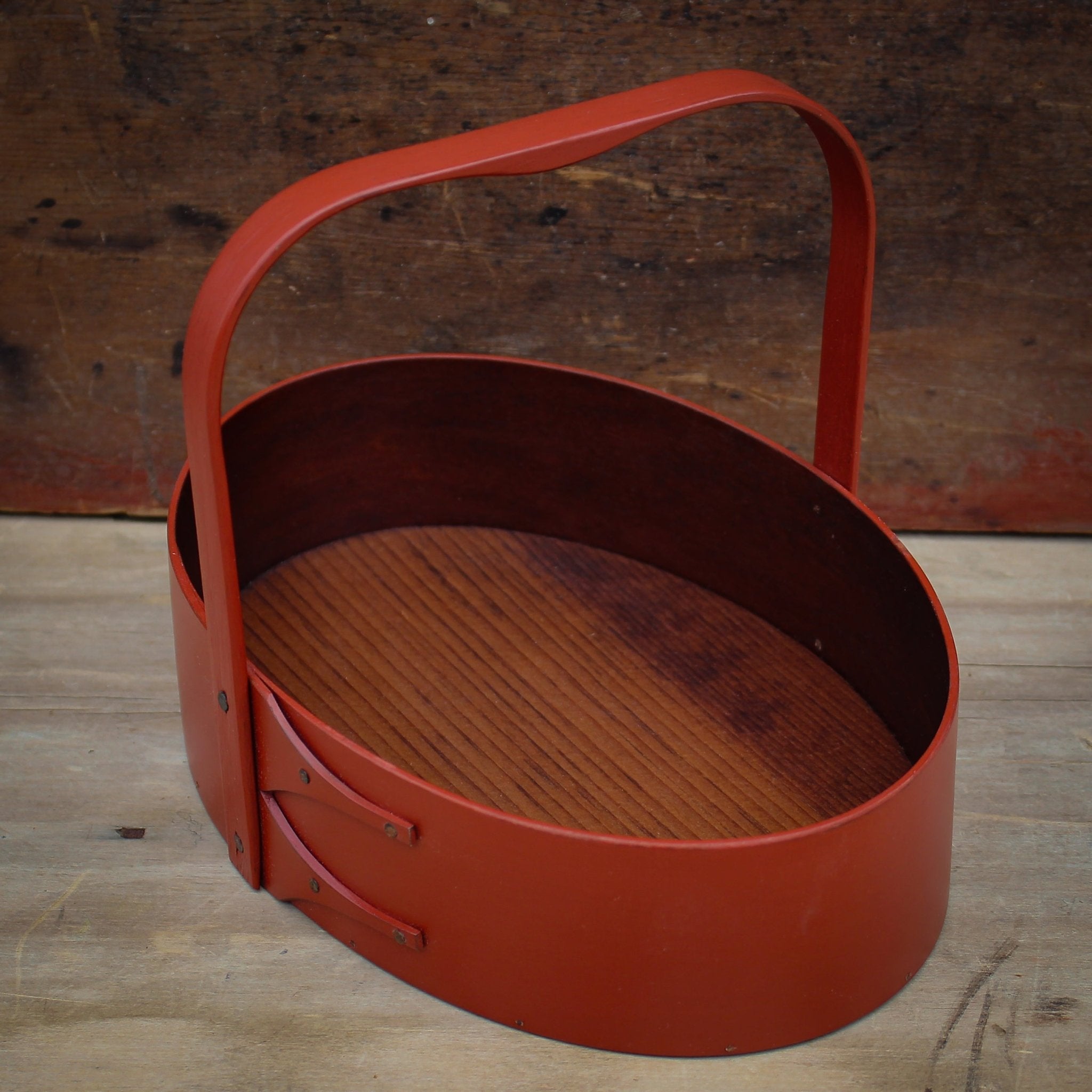 Handcrafted wooden basket shaker carrier in Maine, perfect for sewing organizer and desktop organization.