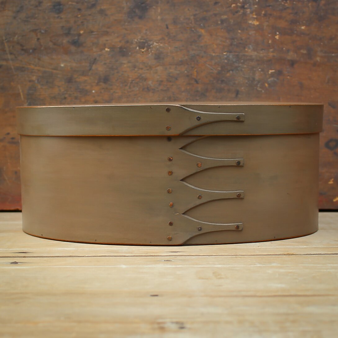 Handcrafted wooden oval shaker box for sewing and needlework, made in Maine.