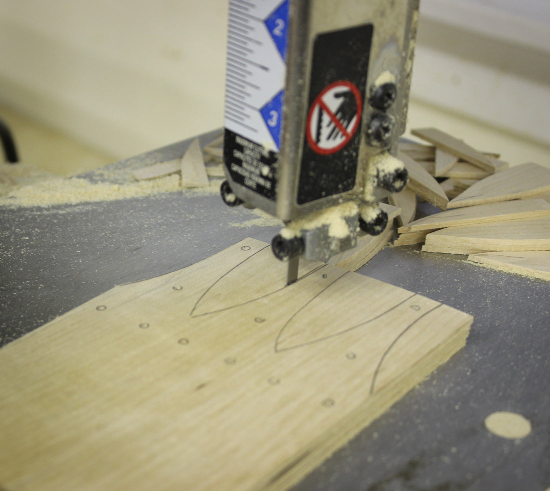 Rough-cutting the swallowtail fingers at the bandsaw