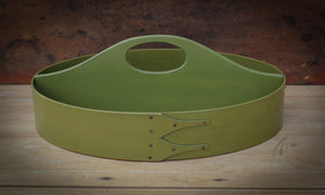 Shaker Style Divided Carrier, LeHays Shaker Boxes, Handcrafted in Maine, Green Milk Paint Finish, Front View