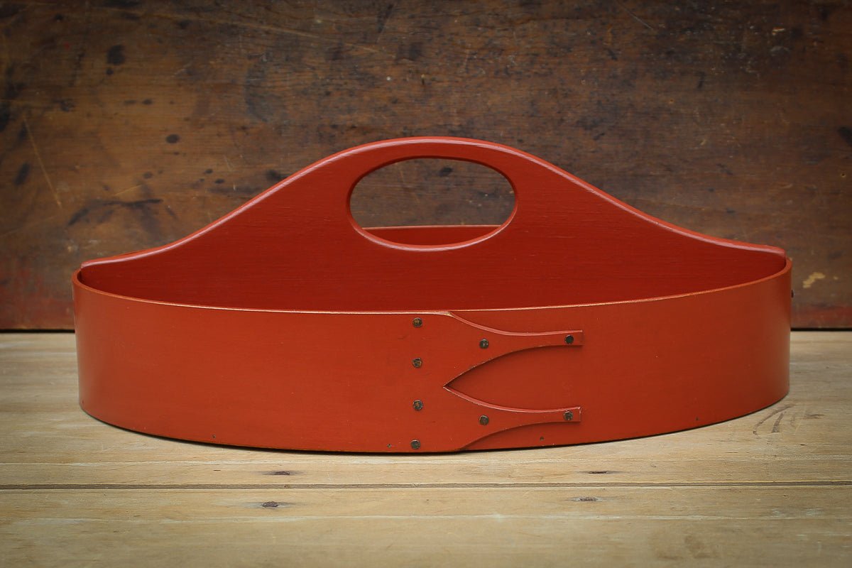 Shaker Style Divided Carrier, LeHays Shaker Boxes, Handcrafted in Maine, Red Milk Paint Finish, Front View