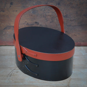Shaker Style Swing Handle Carrier, LeHays Shaker Boxes, Handcrafted in Maine, New Lebanon Style Finish, Side View