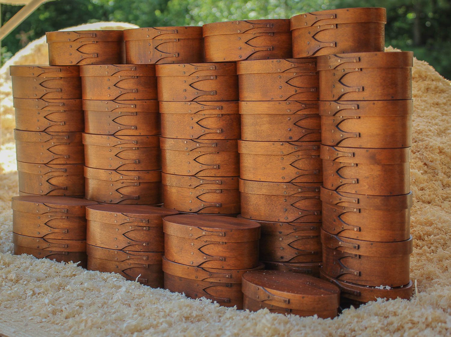 Shaker Oval Boxes, Size #1, LeHays Shaker Boxes, Handcrafted in Maine.  Antiqued Natural Finish