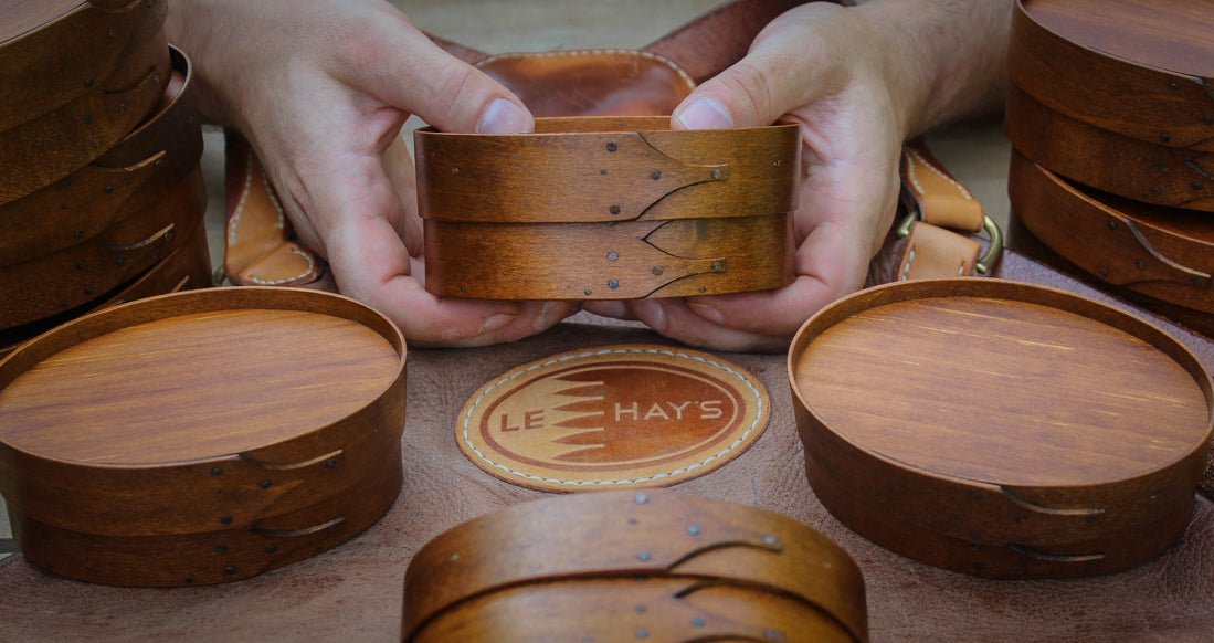 Shaker Oval Box with Recessed Lid for Needlework, Size #1, LeHays Shaker Boxes, Antiqued Natural Finish, Robert Holding Box