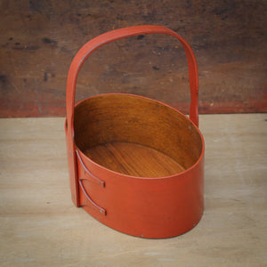 Shaker Carrier, Size #2, LeHays Shaker Boxes, Handcrafted in Maine.  Red Milk Paint Finish, Side View