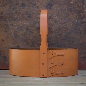 Shaker Carrier, Size #5, LeHays Shaker Boxes, Handcrafted in Maine, Pumpkin Milk Paint Finish, Front View