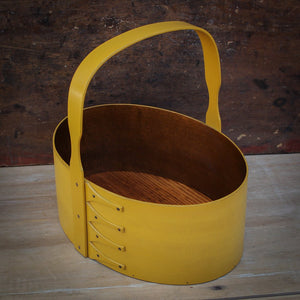 Shaker Carrier, Size #6, LeHays Shaker Boxes, Handcrafted in Maine, Yellow Milk Paint Finish, Side View